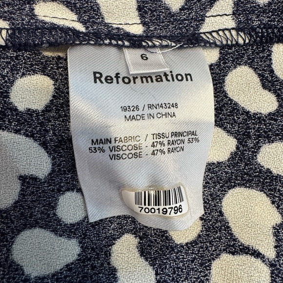REFORMATION Blue White Print Humphrey Mini Dress- Sweetheart Neckline- Size 6 - Picture 10 of 11